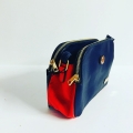 Handbag blue red small with clock