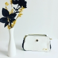 Handbag white black small with clock