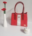 Handbag red medium with clock