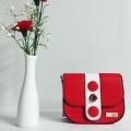 shoulder bag red small with clock