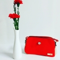 Handbag red white small with clock